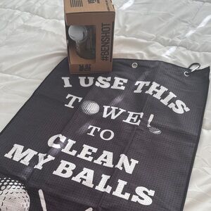 BenShot Golf Ball Whiskey Glass and Golf Towel (Humor)